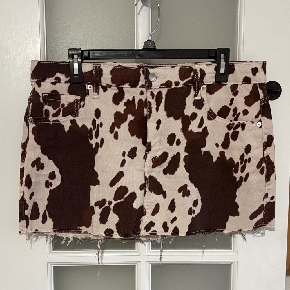 No Boundaries Brown and Cream Patterned Mini Skirt